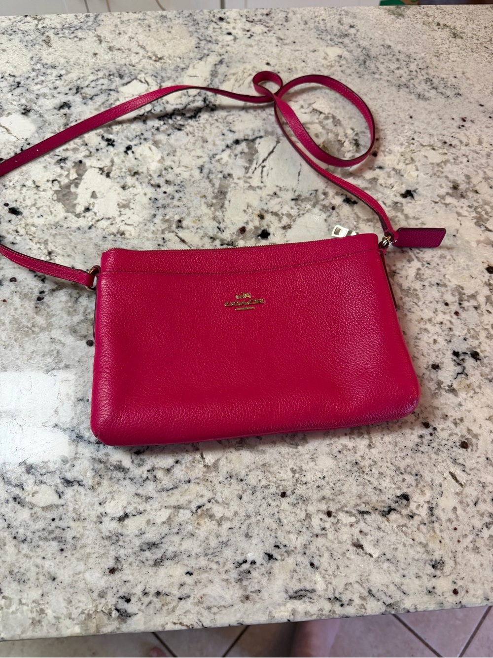 Coach Pebbled Leather Crossbody in Fuchsia
